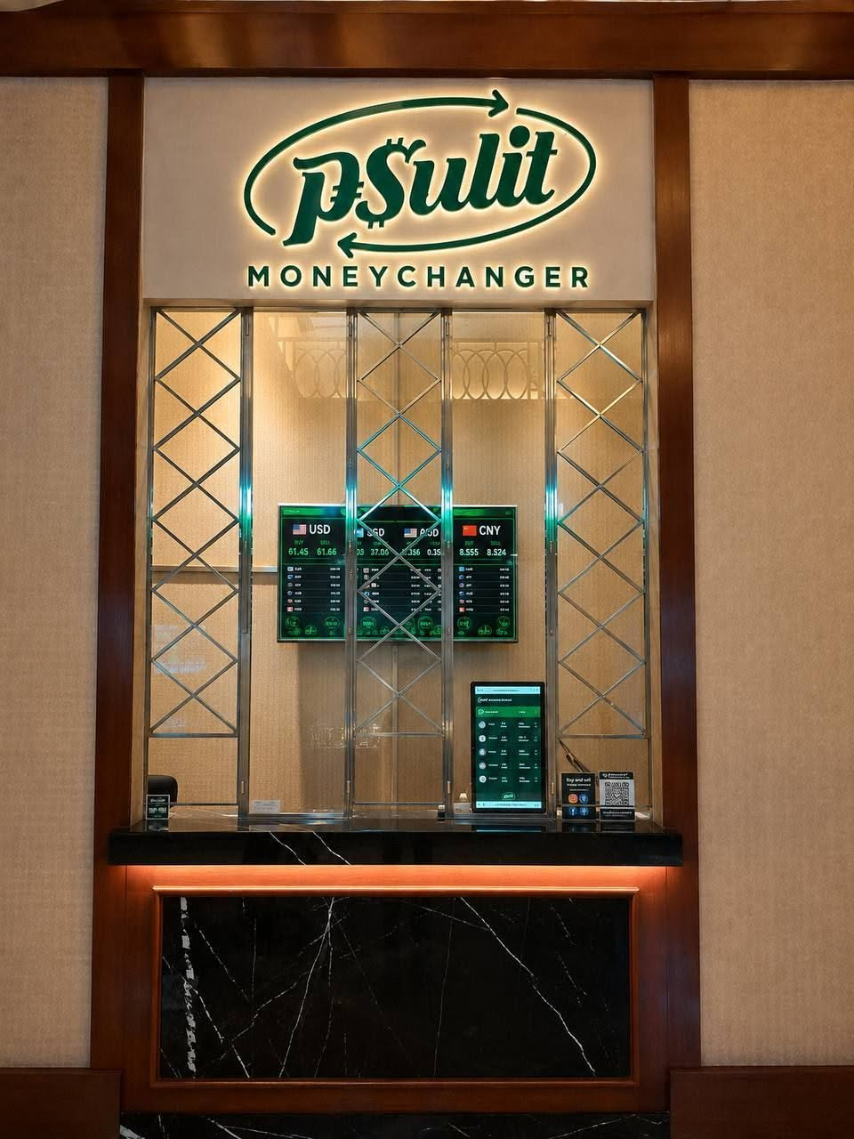 The PSULIT Money Changer counter at Solaire